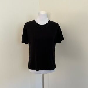 Petite Sophisticate Black Beaded Sweater